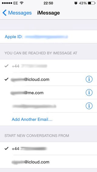 Enable iCloud email address in iMessage