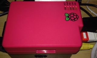 My little pink Pi, powering this blog