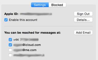 Enable iCloud email address in Messages